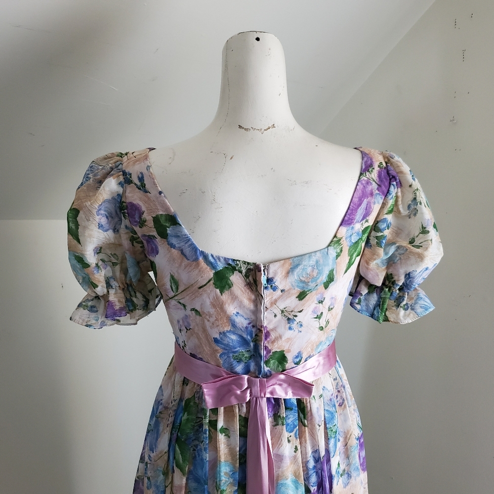 70s Vintage Floral Print Maxi Dress - Picture 8 of 12